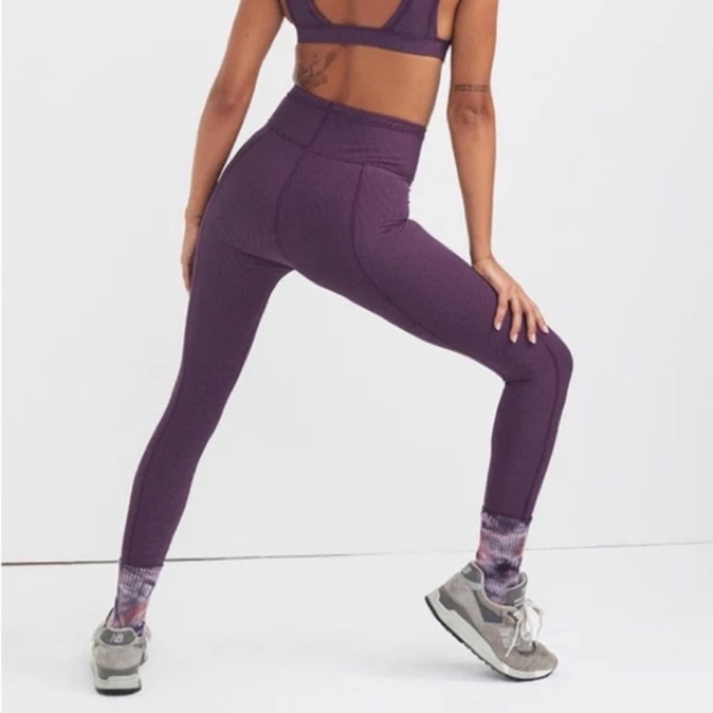 For Love & Lemons Seamed Rib Legging Size Small Plum Purple